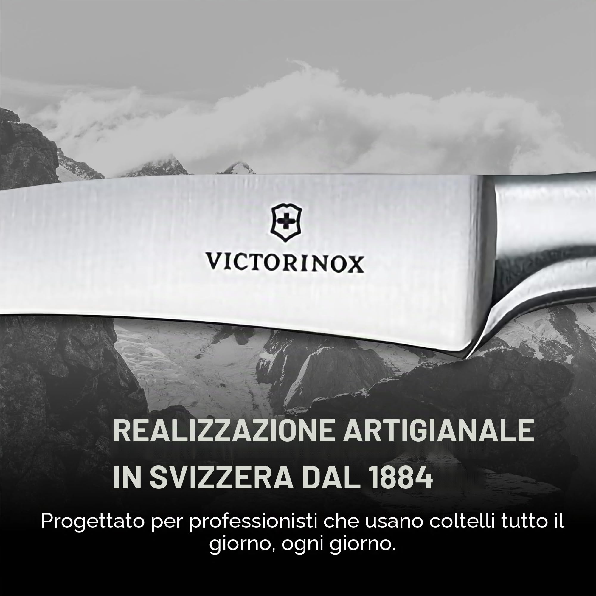 Victorinox Grand Maître Spelucchino Professionale per Carne, 8 cm, Nero | Coltello da chef per lavori di precisione, lama in acciaio inossidabile extra affilata e manico ergonomico in POM