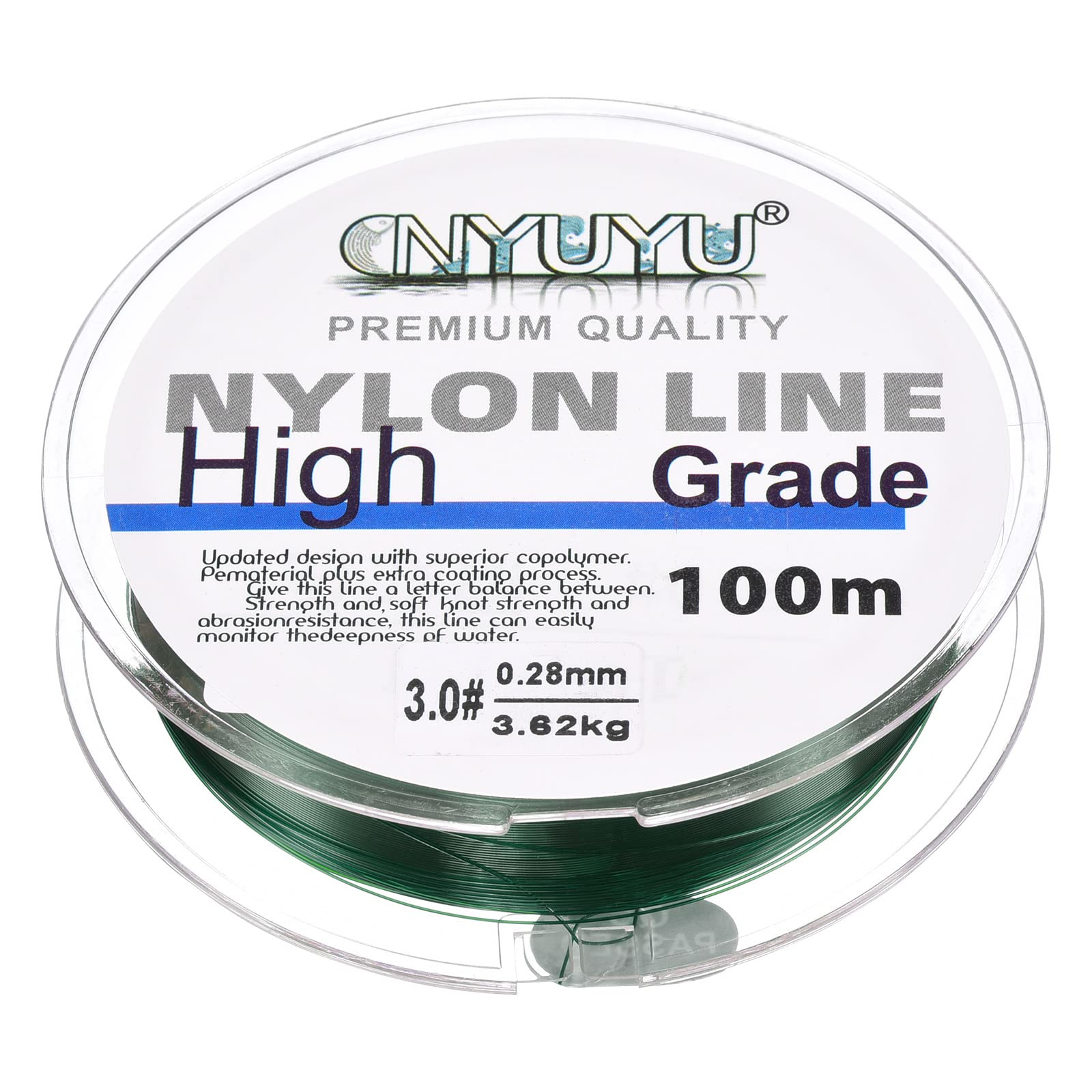 PATIKIL 109Yard/328FT Nylon Fishing Line, 9Lb Monofilament String Wire Fluorocarbon Coated for DIY Craft Hanging Decoration, Dark Green