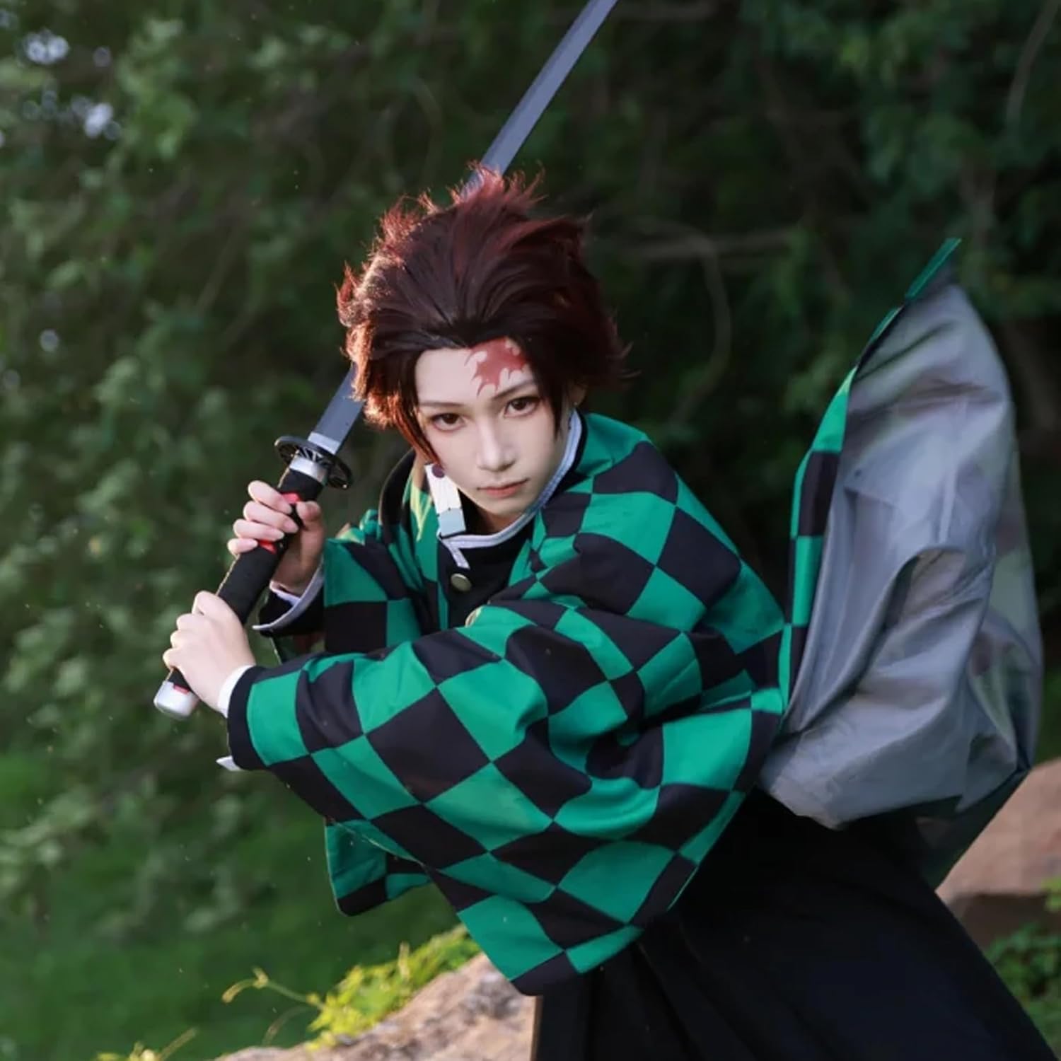 Anime Cosplay Costume Outfit Set with Wig Earrings Uniform for Halloween (Green, XXXlLarge) - Image 3