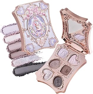 Flower Knows Bunny Garden 6-Color Makeup Palette,Lavender Purple Face Makeup with 4 Matte + 2 Shimmer + 1 Satin Shades,Blendable & Smooth,Cute Make Up Gift,0.23 oz(02 Moon Serenade)