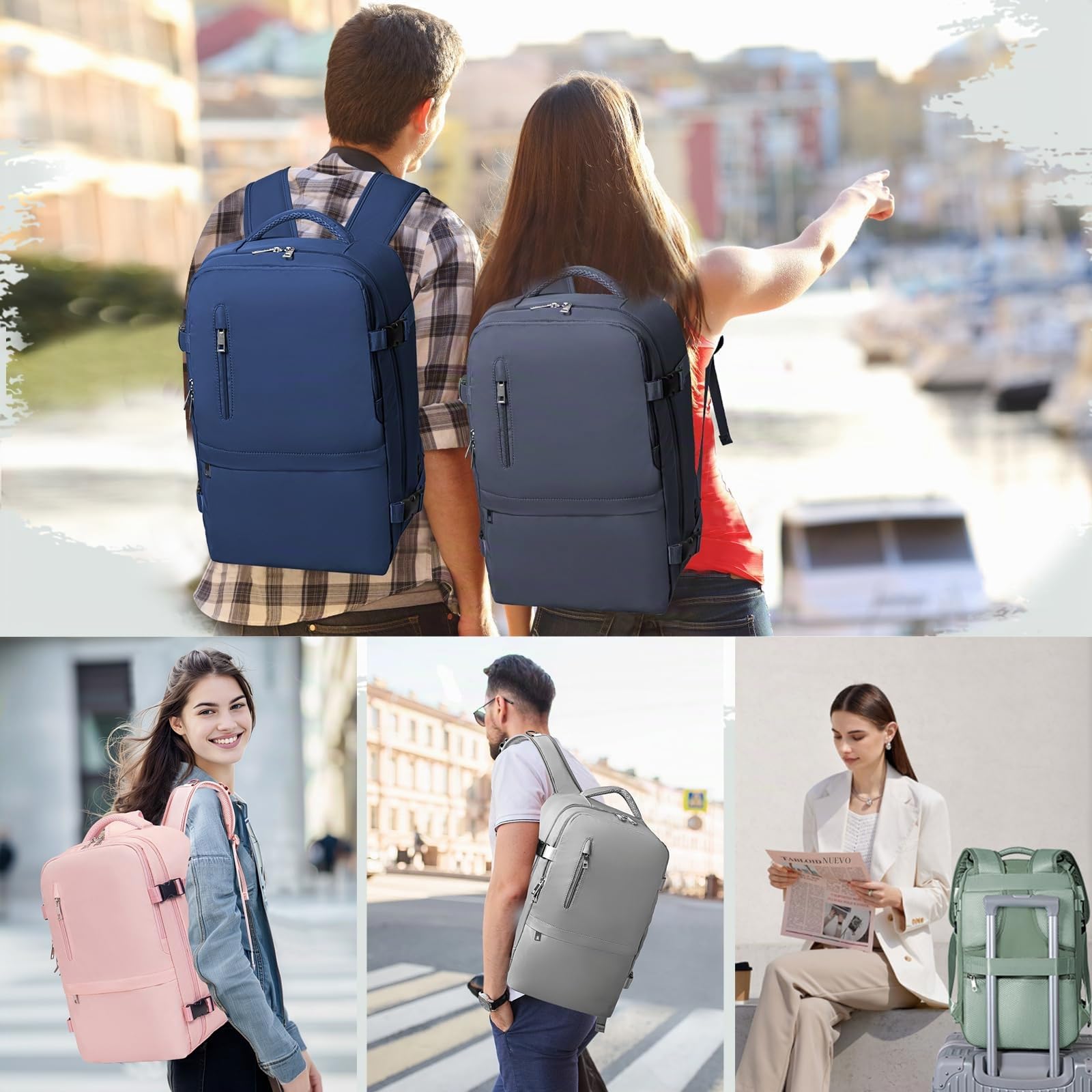 VMIKIV Mochila 40x30x20 para Ryanair 24L Mochila Viaje Cabina Avion 40x20x25 con Bolsillo Antirrobo Maleta 40x30x20 Equipaje de Mano Travel Backpack Hombre Mujer, Negro