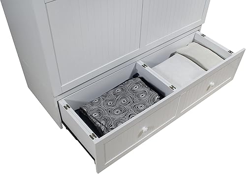 Miniatura 2 de Murphybedz Tuscany Murphy - Cómoda con estación de carga de 6 pulgadas, tamaño Queen (blanco)