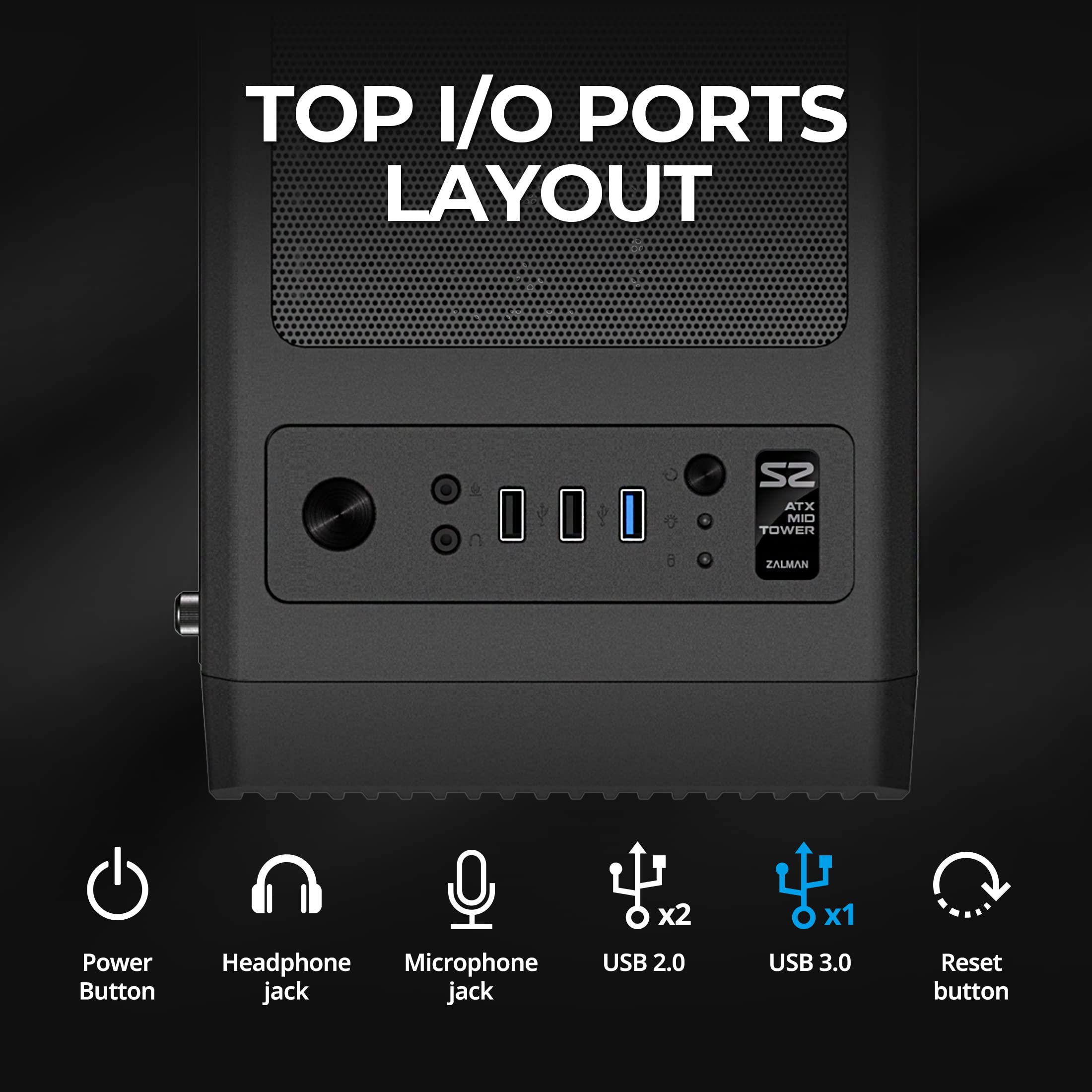 Zalman S2 TG ATX Mid Tower PC Case with Tempered Glass, 3 X 120mm Fan