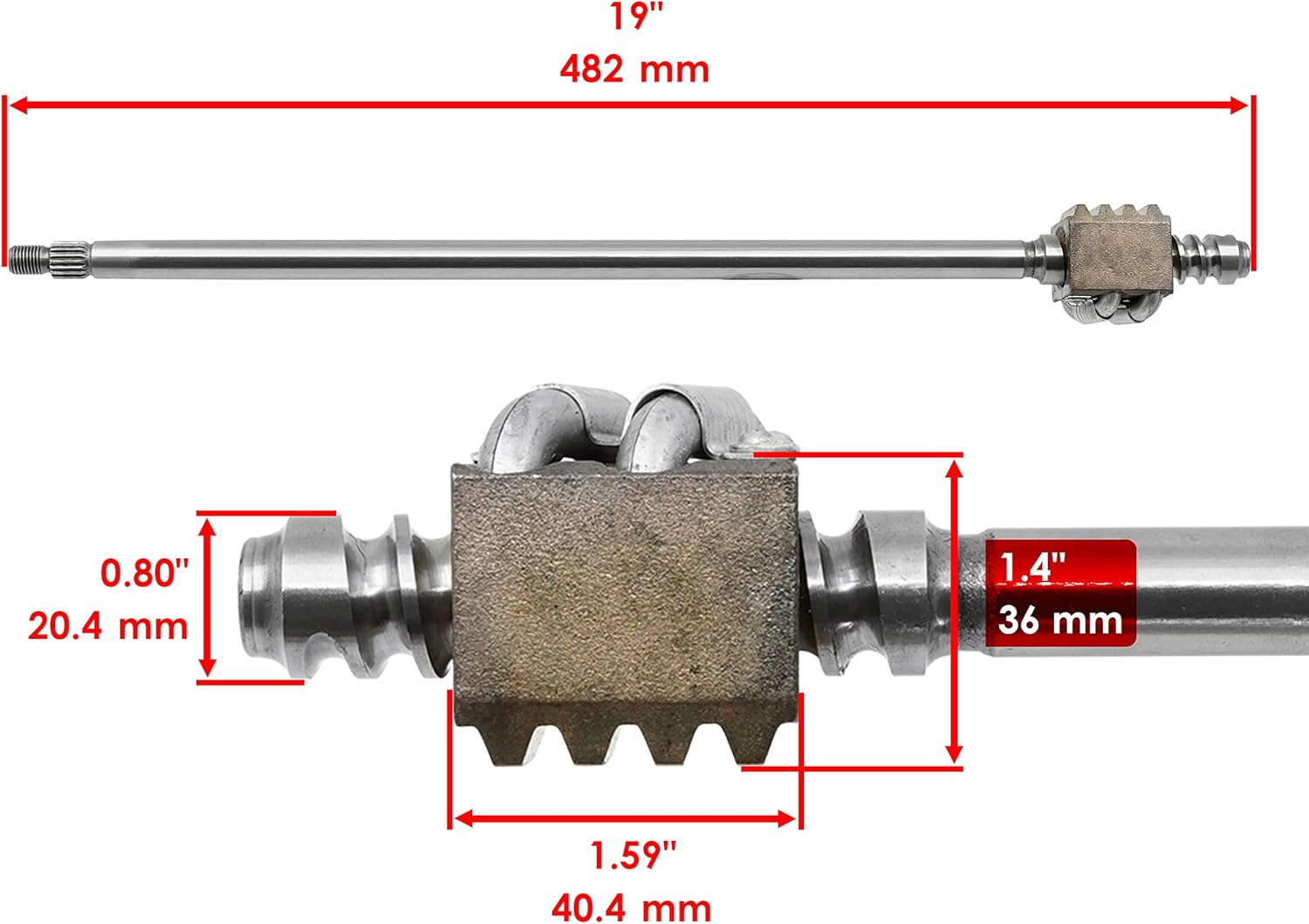 Caltric Steering Shaft Compatible with Kubota B4200 B5100 B6000 B6100 B7100 66811-41200