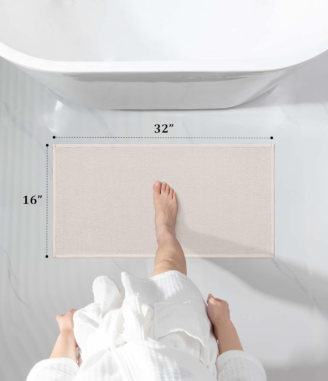 YIHOUSE Bathroom Rugs Mat 16x32, Non Slip Quick Dry Bath Mats for Bathroom Absorbent Ultra Thin Bath Rugs Machine Washable Fit Under Door for Sink, Cabinet, Laundry (Beige, 16"x32")