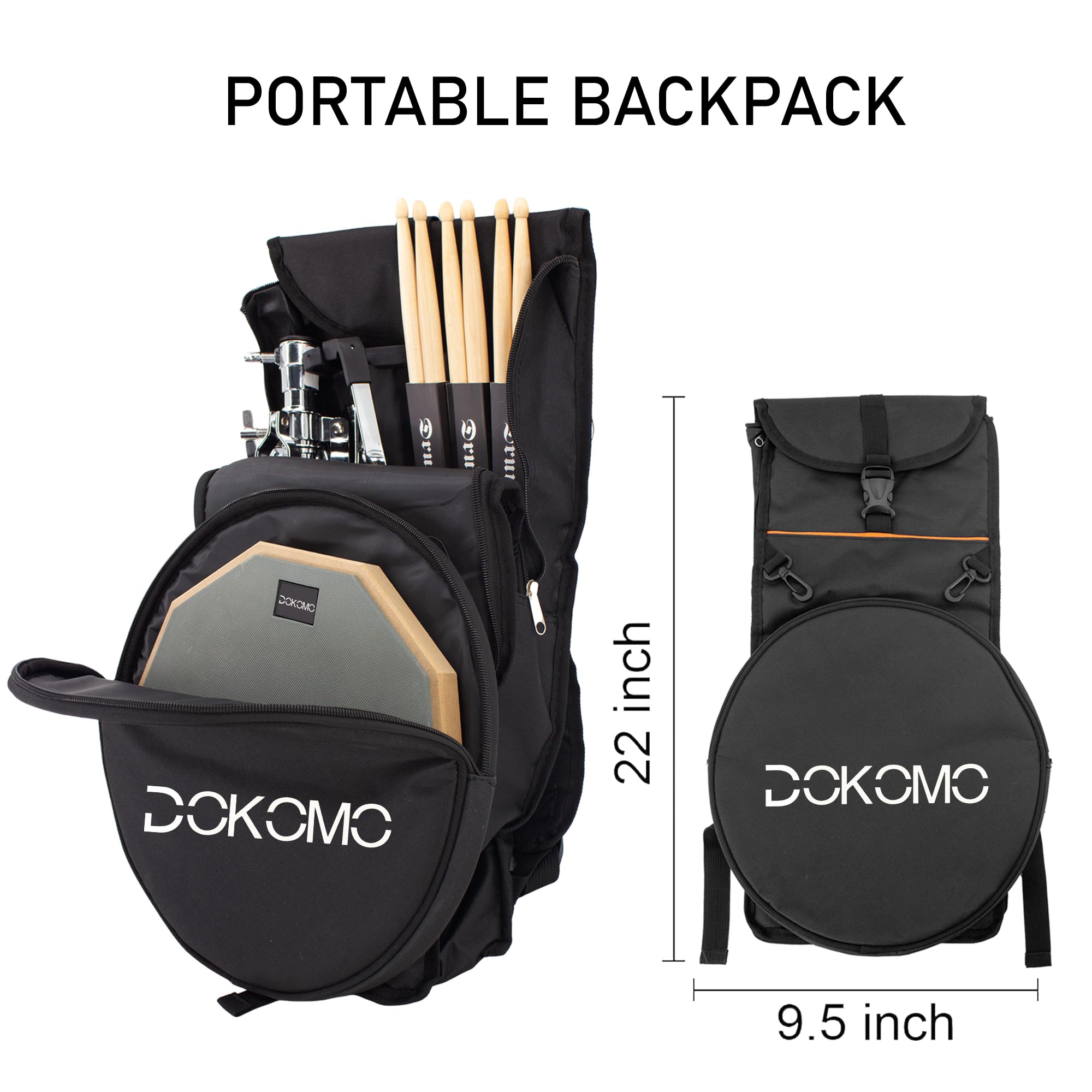 Drum Practice Pad with Snare Drum Stand Set, 12-Inch Double Sided Silent Practice Pad Kit with Drum Sticks, Drumstick Holder, Luminous Carrying Bag, Gray (Fits 8''-15'' Drums)