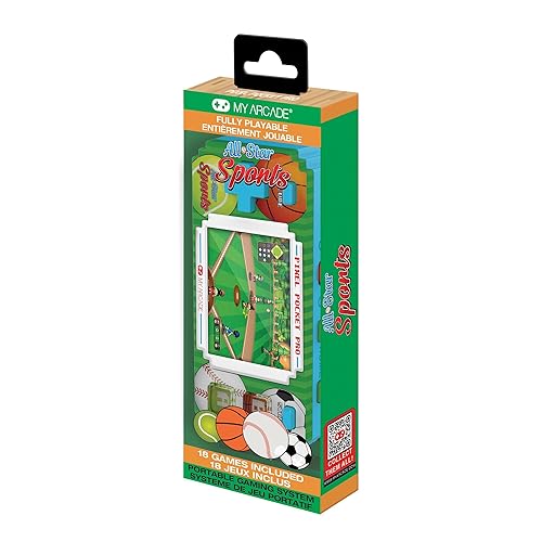 My Arcade All-Star Sports Pixel Pocket Pro: Sports Video Games, Portable Keychain Arcade, Baseball, Soccer, Basketball