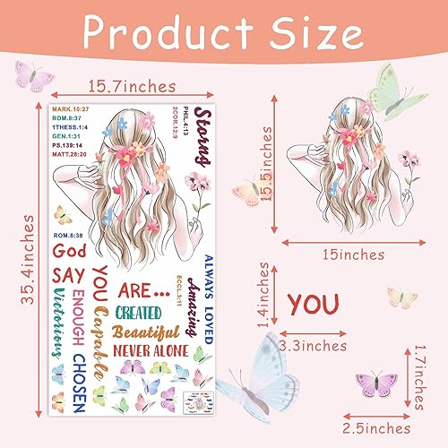 Miniatura 5 de Calcomanías de pared con citas inspiradoras, coloridas calcomanías de pared motivacionales para niñas, citas positivas, calcomanías de pared