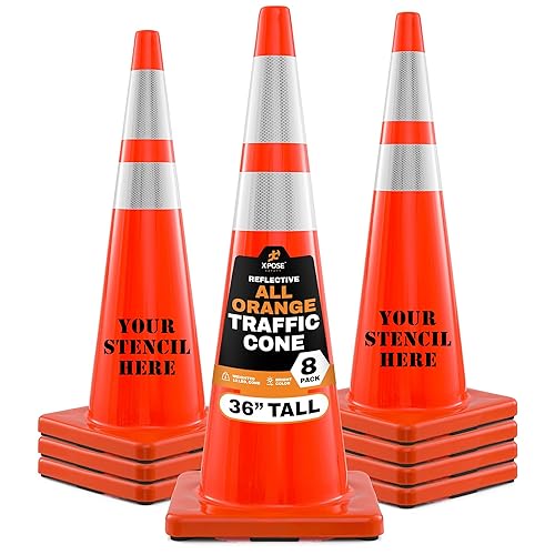 Miniatura 102 de Xpose Safety Conos de tráfico naranjas de 28 pulgadas con collares de 6 y 4 pulgadas, 1 paquete – Cono de seguridad de plástico PVC multiusos para