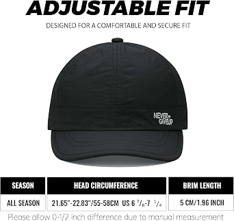 Clakllie Quick Dry Short Peak Cap for Men Lightweight Short Brim Baseball Cap Waterproof Golf Dad Hats Running Trucker Hat