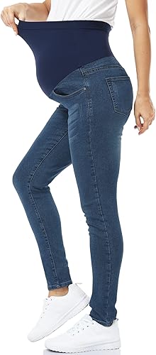 Miniatura 3 de POSHGLAM Jeans de maternidad para mujer, cómodos pantalones de mezclilla ajustados y elásticos para embarazo