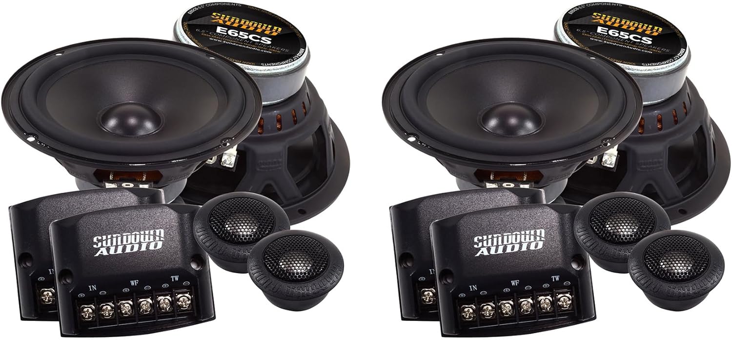 Sundown Audio E-6.5CS 100-Watt RMS 6.5 in Car Stereo Component Speakers, Titanium Tweeters, Polypropylene Cones, for Vehicle Audio Systems, 4-Piece
