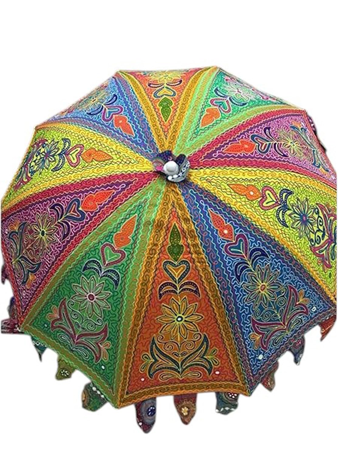 Arprani beach parasols-garden parasol umbrella for sun-Decorative Indian Cotton handmade bridal umbrellas- Handcrafted Embroidered