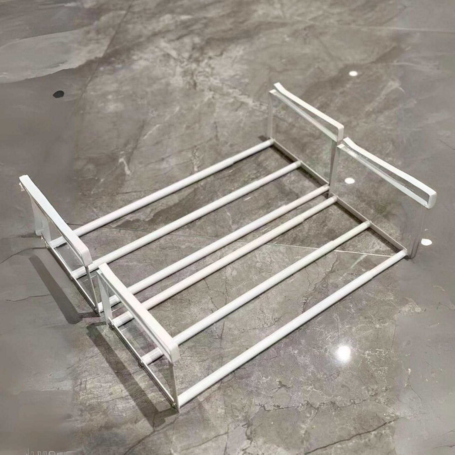 Slim Descent Cabinet Telescopic Shelf, 30-50/40-70/50-90CM Slim Descent Cabinet, Retractable Hanging Shoe Rack Organizer, Multifunctional Telescopic Shelf Cabinets(White,3PK(40-70/15.7-27.6in))