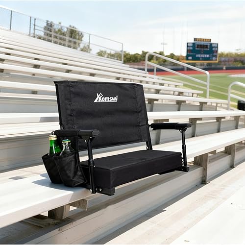 Miniatura 2 de Romswi Paquete de 2 asientos de estadio con respaldo y reposabrazos, sillas ligeras con 2 portavasos y portátiles para juegos de fútbol y eventos,