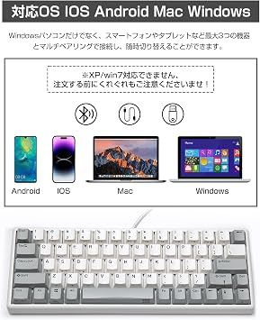 NiZ Keyboard Atom66-1MMini Size66 Key USB Type-C Wired Connection Detachable Win/Mac 3-Second Switch Cherry MX Axis with Dedicated Software Keyboard Customization Possible Programs 1/2/3