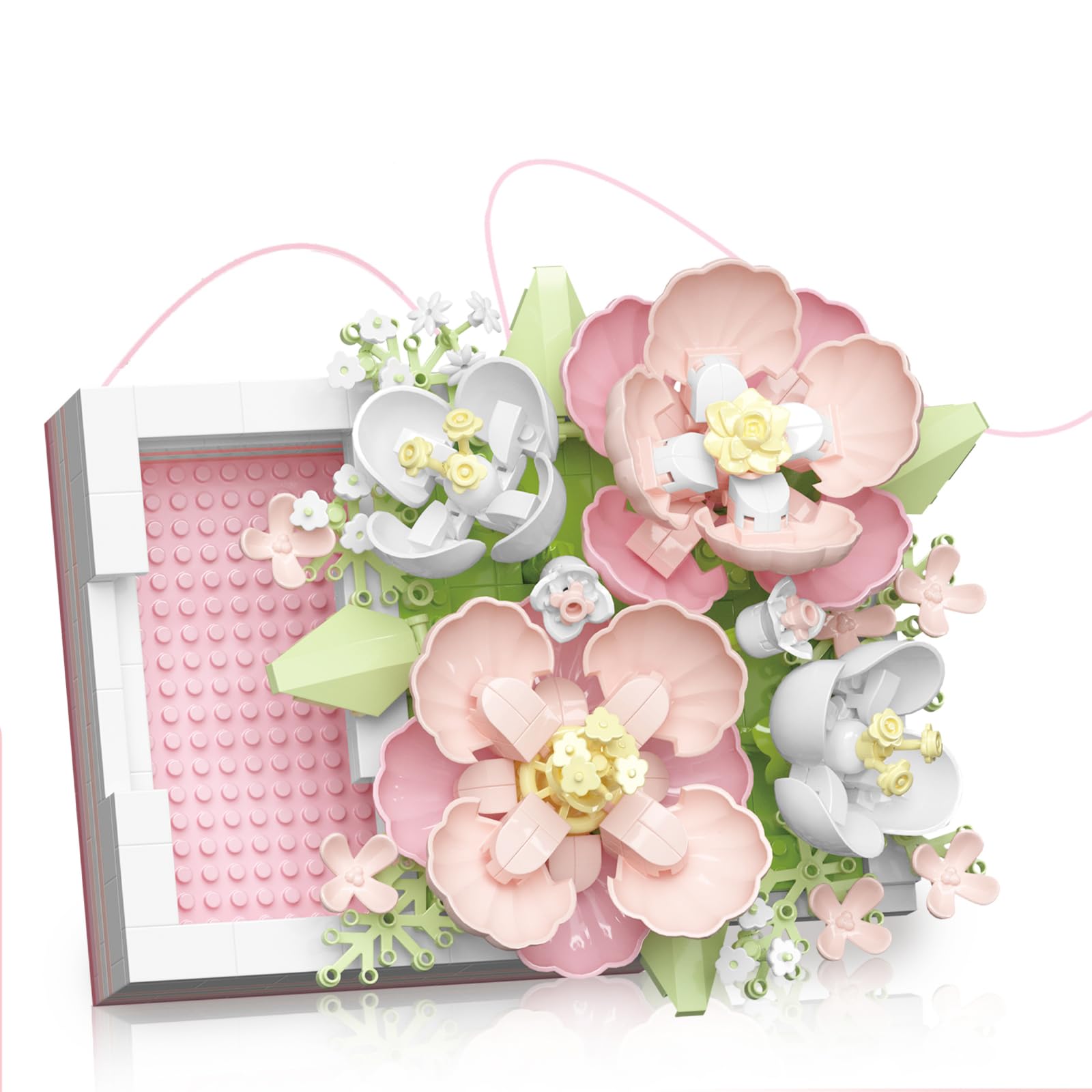 Flower Building Blocks Jewelry Box Can be pushed and pulled to open Flower Centerpiece Building Blocks?Proposal Ring Box?Valentine's Day Gift Ideas Toys, Gifts,Romantic Whisper (Hibiscus 494Pcs)