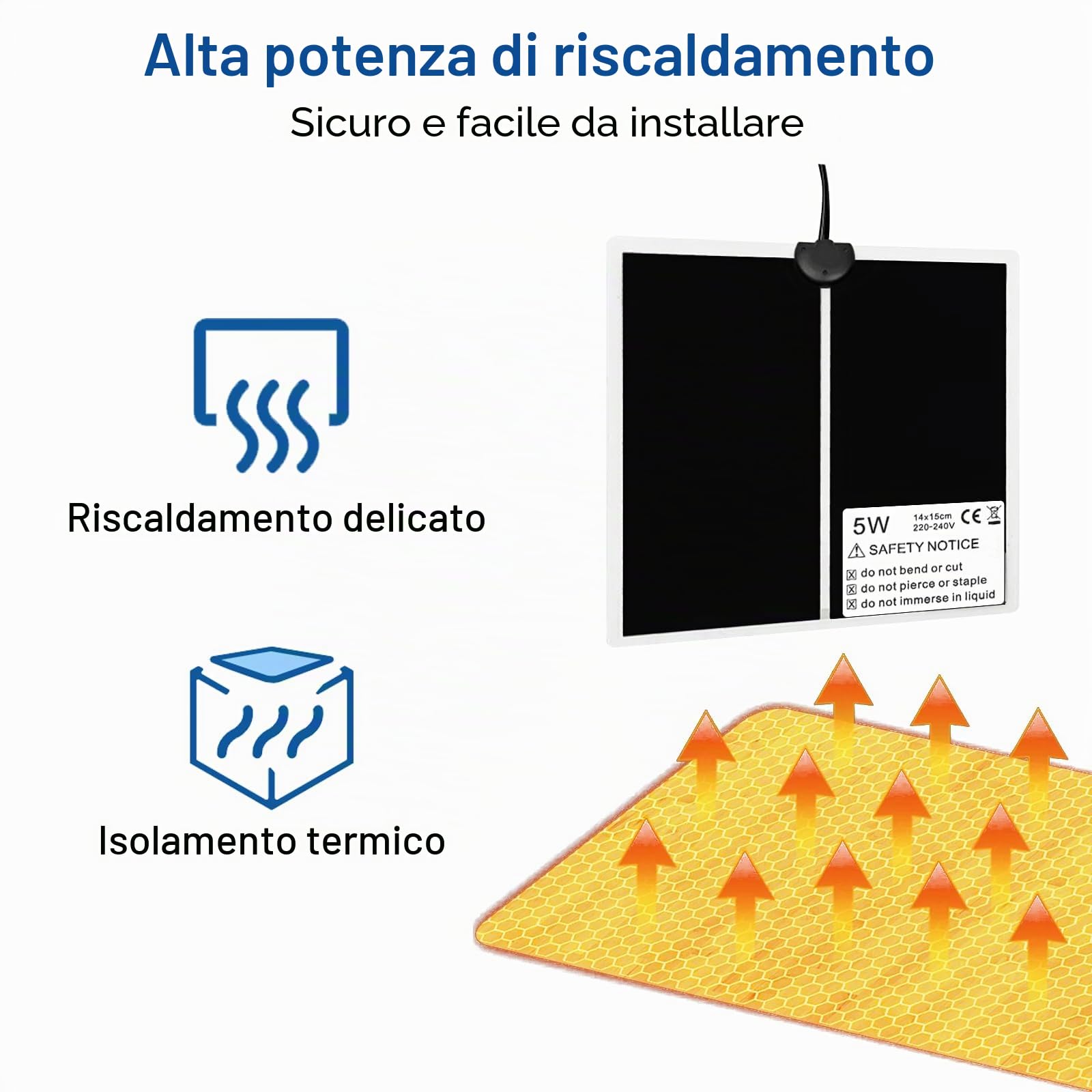 TNSLAND Tappetino Riscaldante Per Rettili 5W &ndash; Termostato Regolabile E Impermeabile