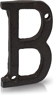 Basic Fundamentals 3-Inch Cast Iron Letters for Wall and Mailbox - Letter B - Industrial Design Mailbox Letters for Address Sign and House Decor - Black Brown
