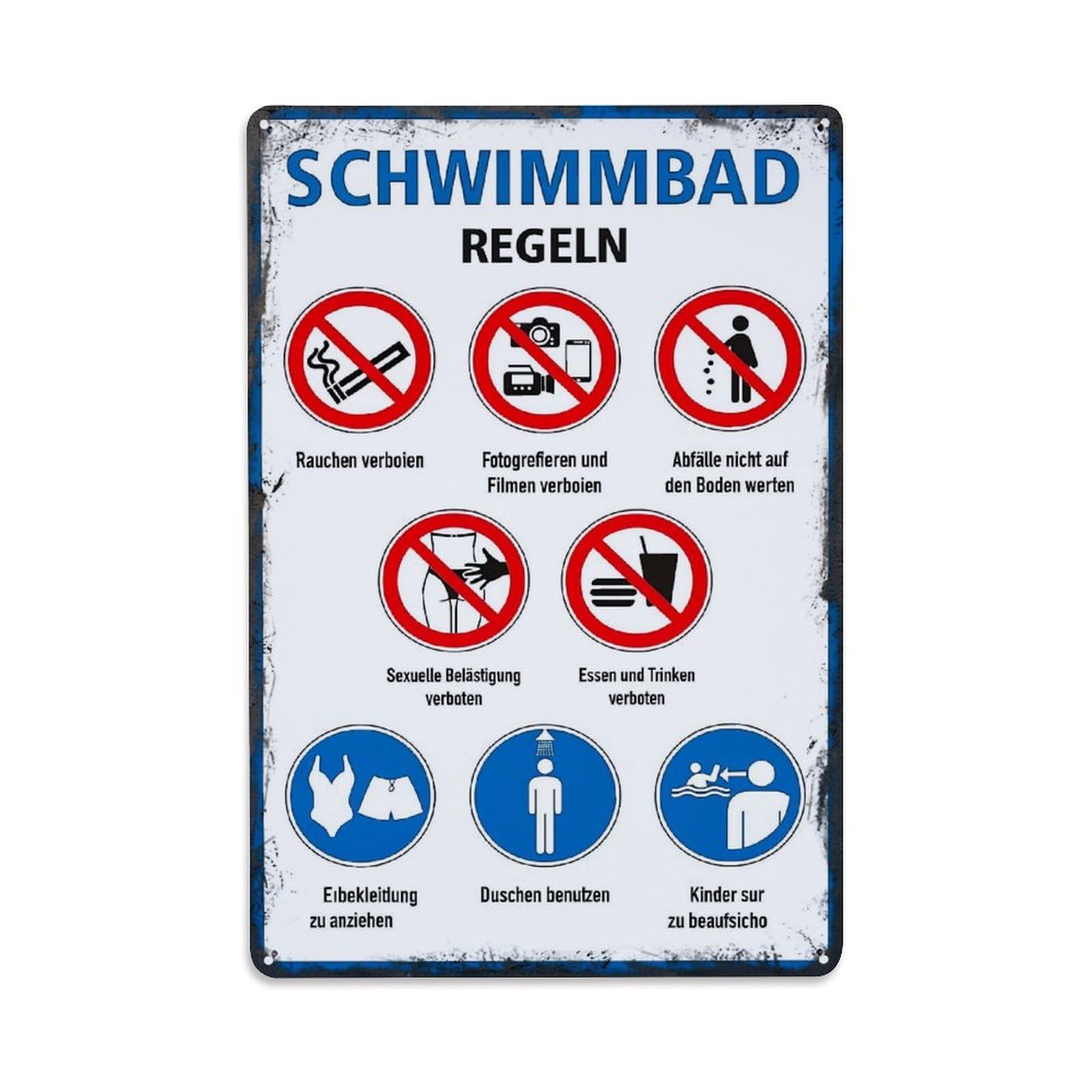 Jdfenggu Vintage Swimming Pool Rules Sign Retro Metal Tin Sign, Decor Art Poster For Bar, Home, Man Cave, Kitchen, Laundry Room Gift 8X12inch
