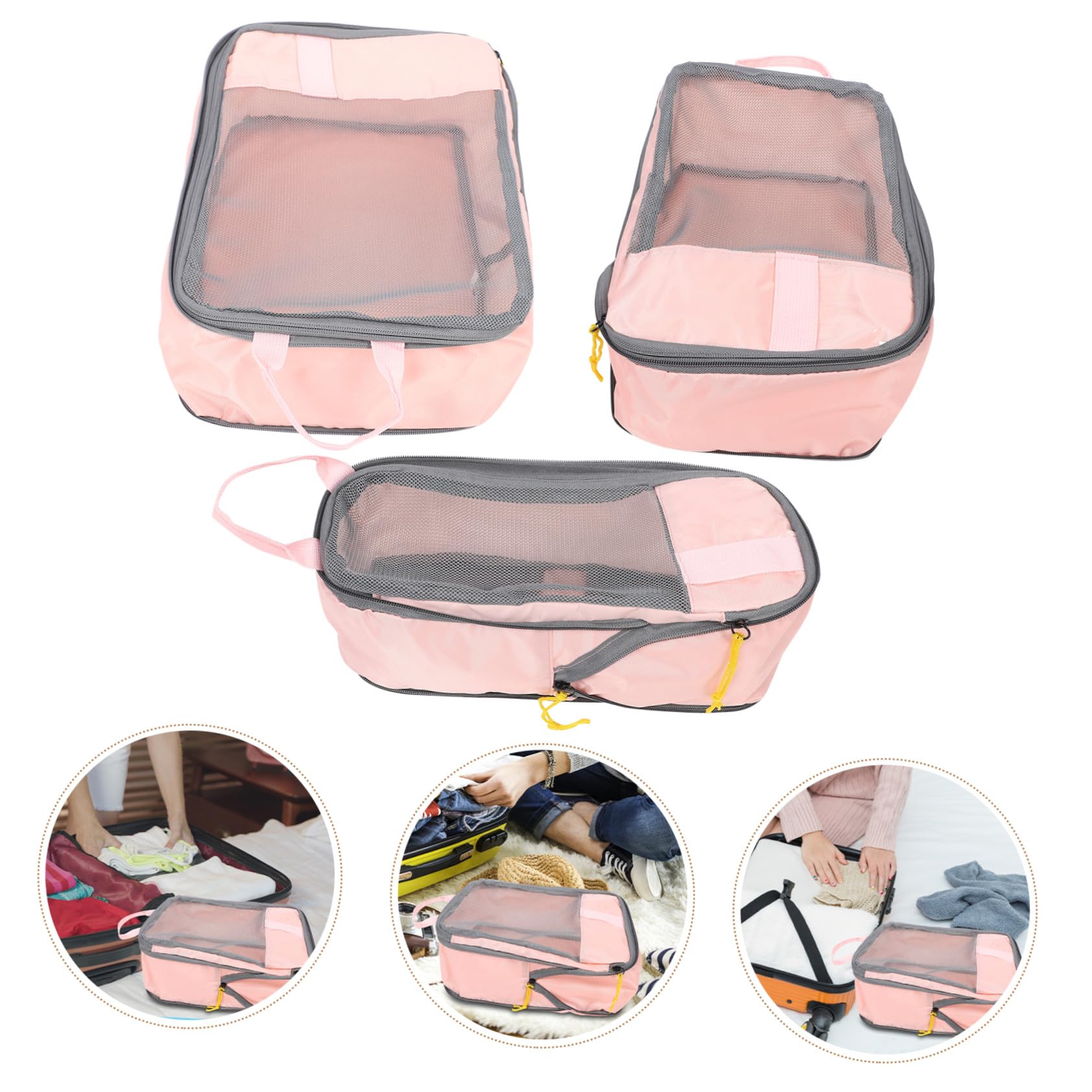 Hohopeti Organizer Da Viaggio Set 3 Pezzi Oxford Leggero, Cubi Di Imballaggio a Compressione e Borse Porta Scarpe, Organizzatori Per Bagagli Per Viaggi Di Lavoro, Vacanze e Campeggio