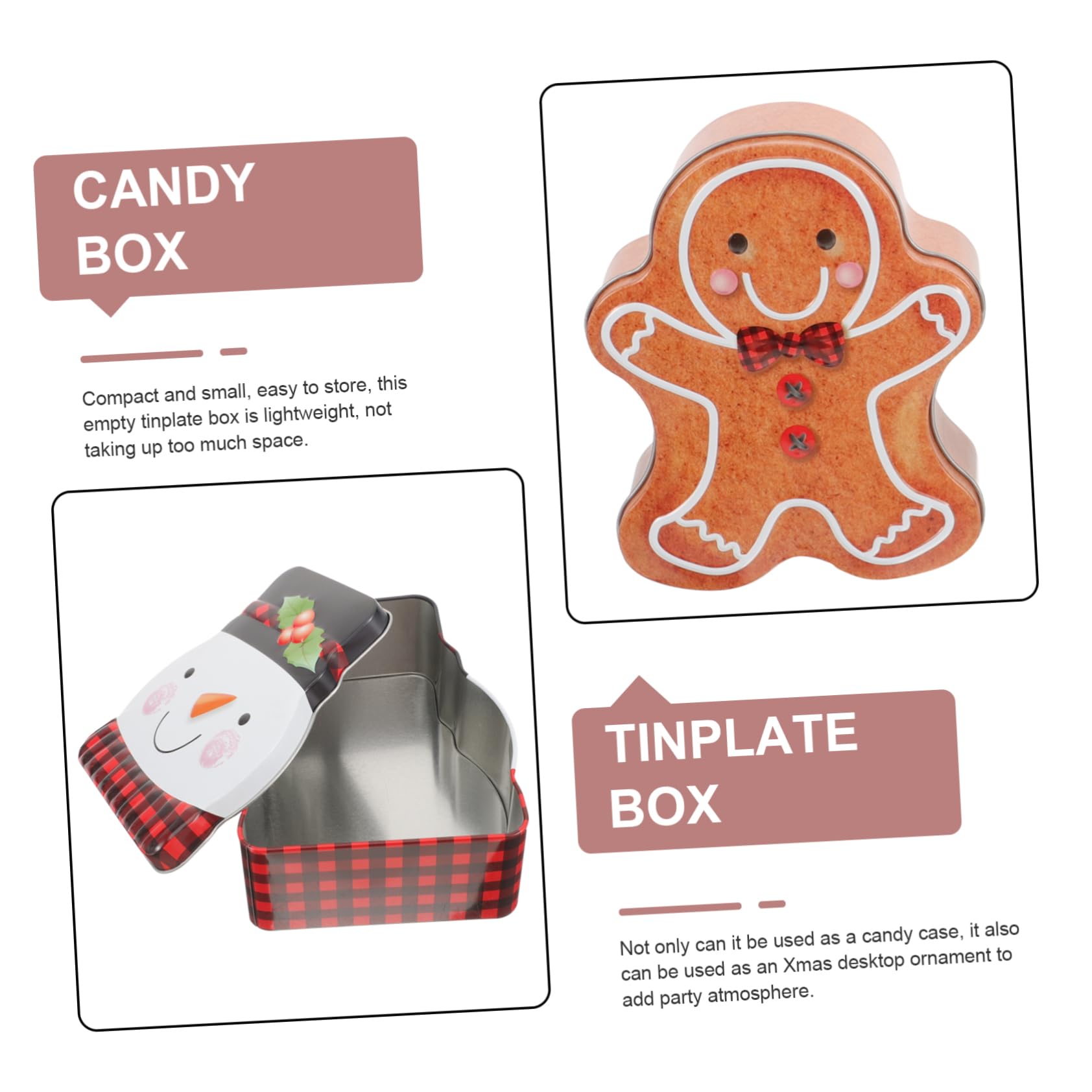 4pezzi Scatola Per Biscotti e Caramelle Motivi Natalizi Decorativi Per Dolcetti e Caramelle Per Festa Natale Decorazione Casa Piccolo e Leggero Facile Riporre e Trasportare