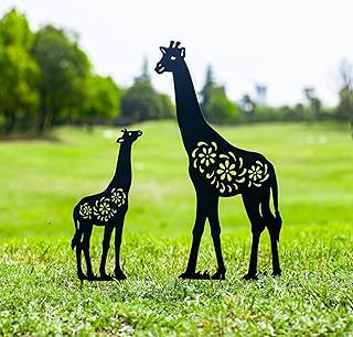 Giraffe Metal Garden Stakes Decorative,Giraffe Gifts for Women/Men/Giraffe Lovers Gifts,Black Giraffe Silhouette Statues Garden Decor for Outside,Outdoor Decor,Yard Art,Patio,Lawn Ornaments