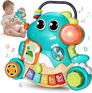 Baby Toys 6-12 Months Dinosaur Piano Music Light Up Toys for 1 Year Old Boys Girls Infant Toys for 7 8 9 10 12 18 Months Early Learning Interactive Piano Keyboard Toys 1 Year Old Xmas Birthday Gift