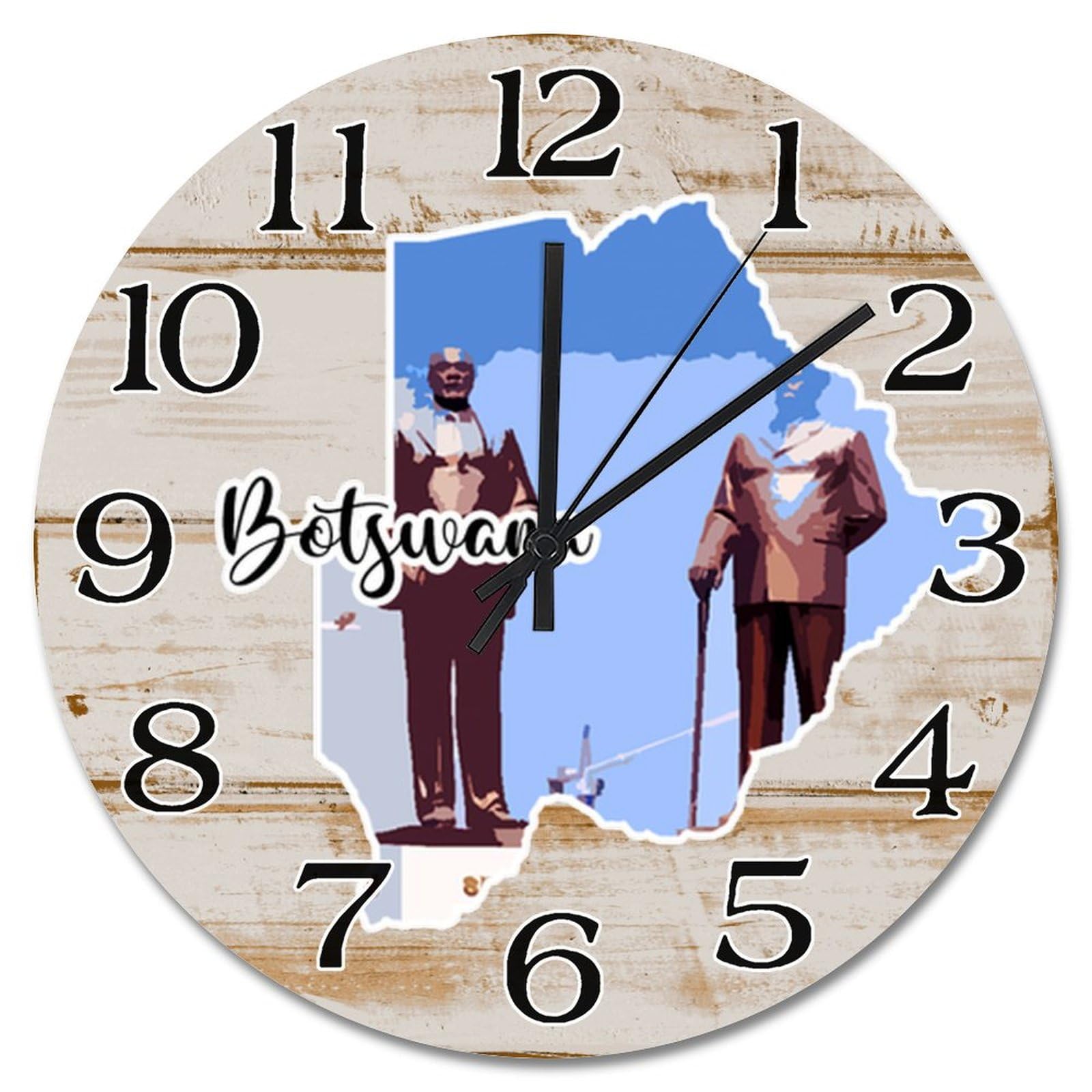 Horloge murale en bois carte du Botswana idée cadeau voyage
