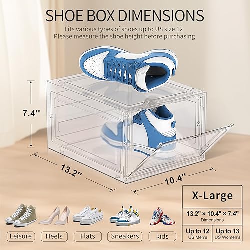 Miniatura 2 de VMBQRTI Caja de almacenamiento de zapatos, caja organizadora de zapatos de plástico transparente apilable para armario, paquete de 8 contenedores de