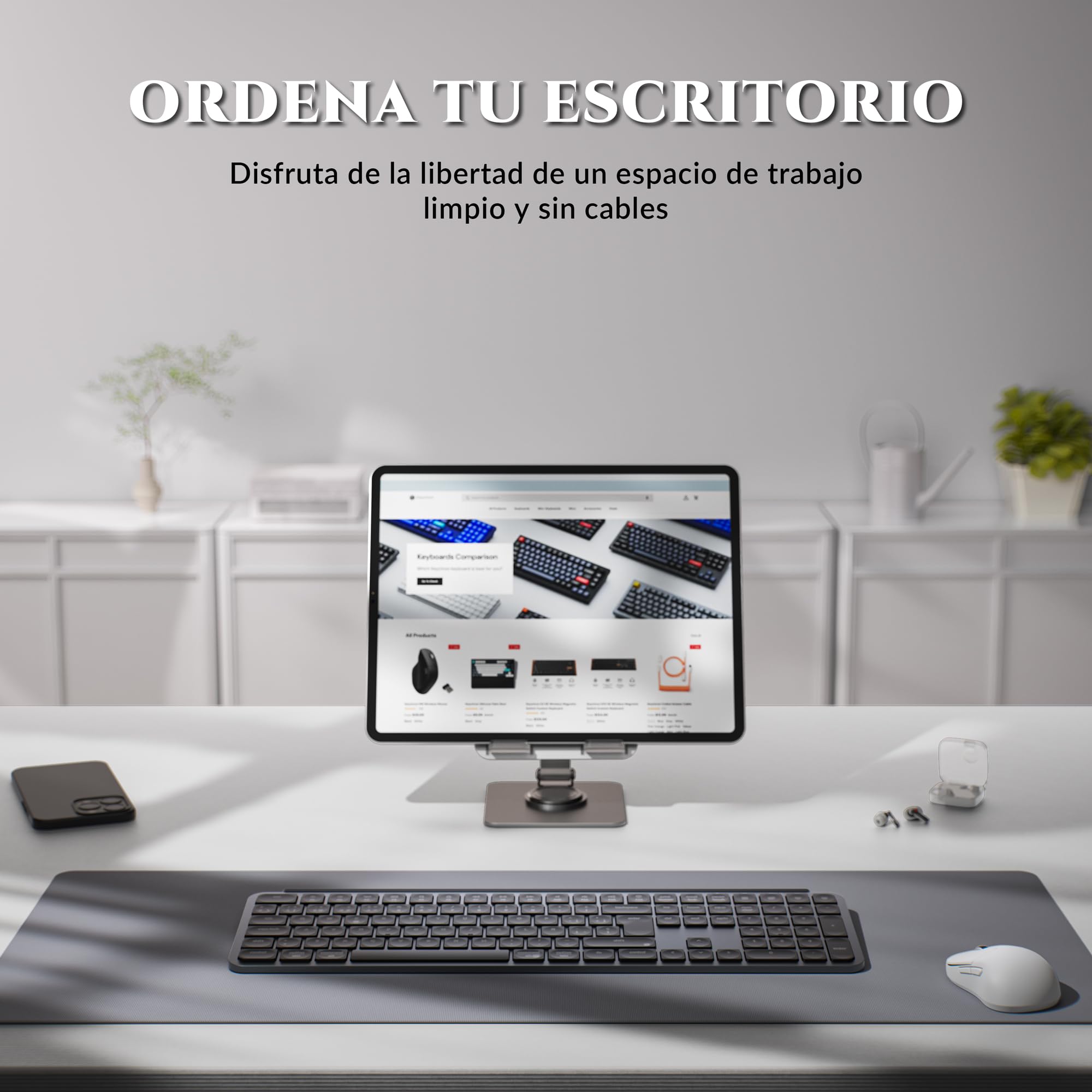 Keychron B6 Pro Teclado Inalámbrico Ultradelgado, Diseño ISO-ES 100%, 2.4 GHz/Bluetooth 5.2/Cable, Programable Mediante ZMK/Launcher, Escritura Silenciosa, para Mac, Windows y Linux – Gris Espacial
