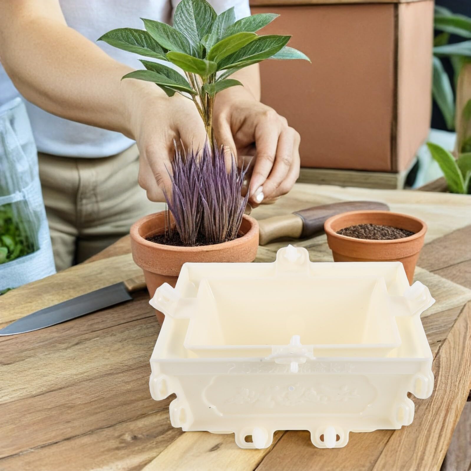 Toddmomy Forma Do Doniczek Betonowych Prostokątna Odporna Warunki Atmosferyczne Wielokrotnego Użycu Precyzyjny Wzór Do Bonsai i Sukulentów Idealna Ogrodu i Dekoracji Patio