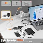Aceele USB Hub 3.2 Splitter avec 4ft Câble long de rallonge, 4-Port Ultra Adaptateur Slim Multiport 3.2 Gen 2 avec type C 5V3A, 10Gbps USBA Expander pour Ordinateur portable, Bureau PC, Chromebook, Surface et plus