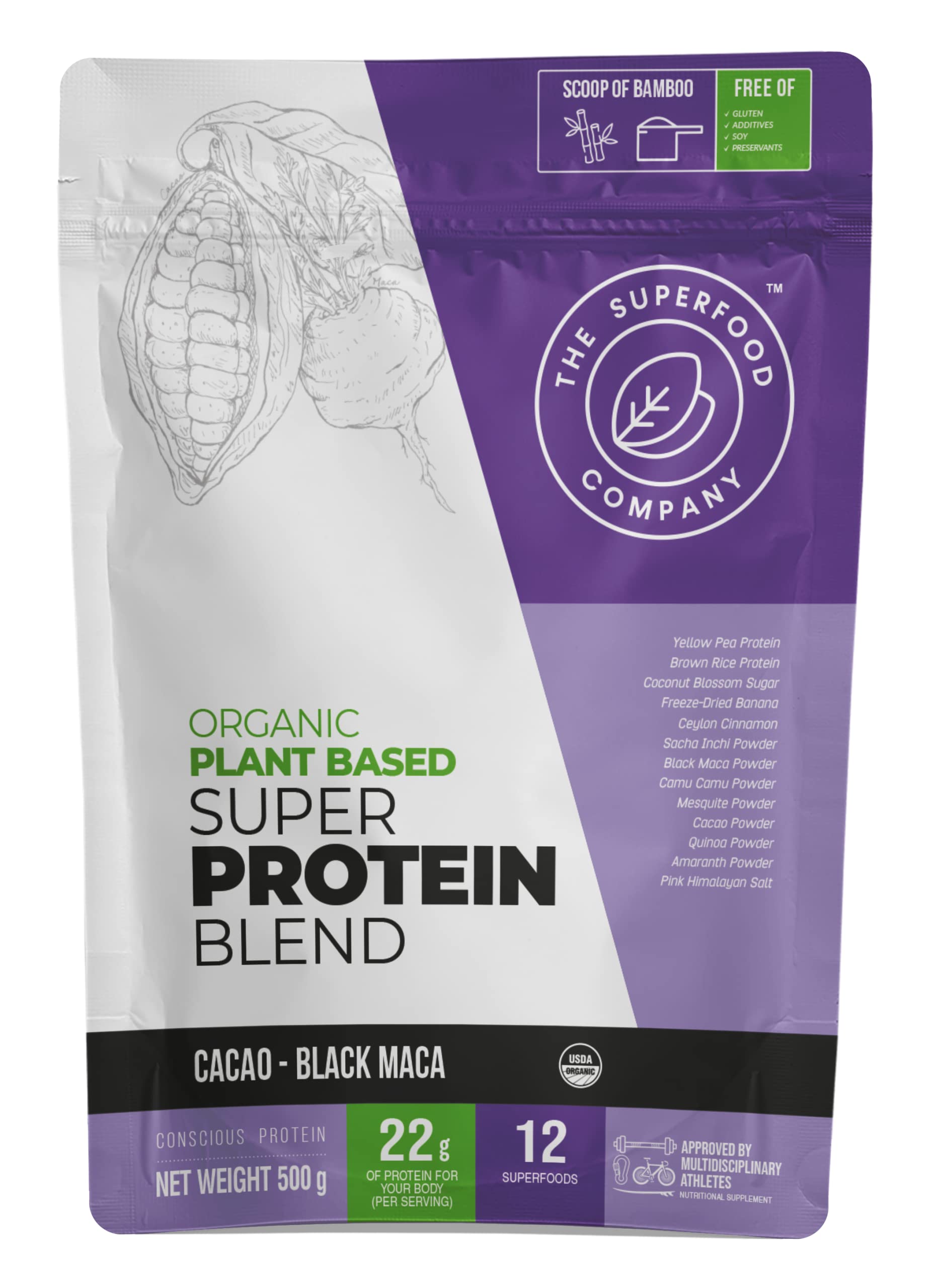 Buy The Superfood Co. Organic Super Protein Blend, Cacao Black Maca Flavor , Plant Based