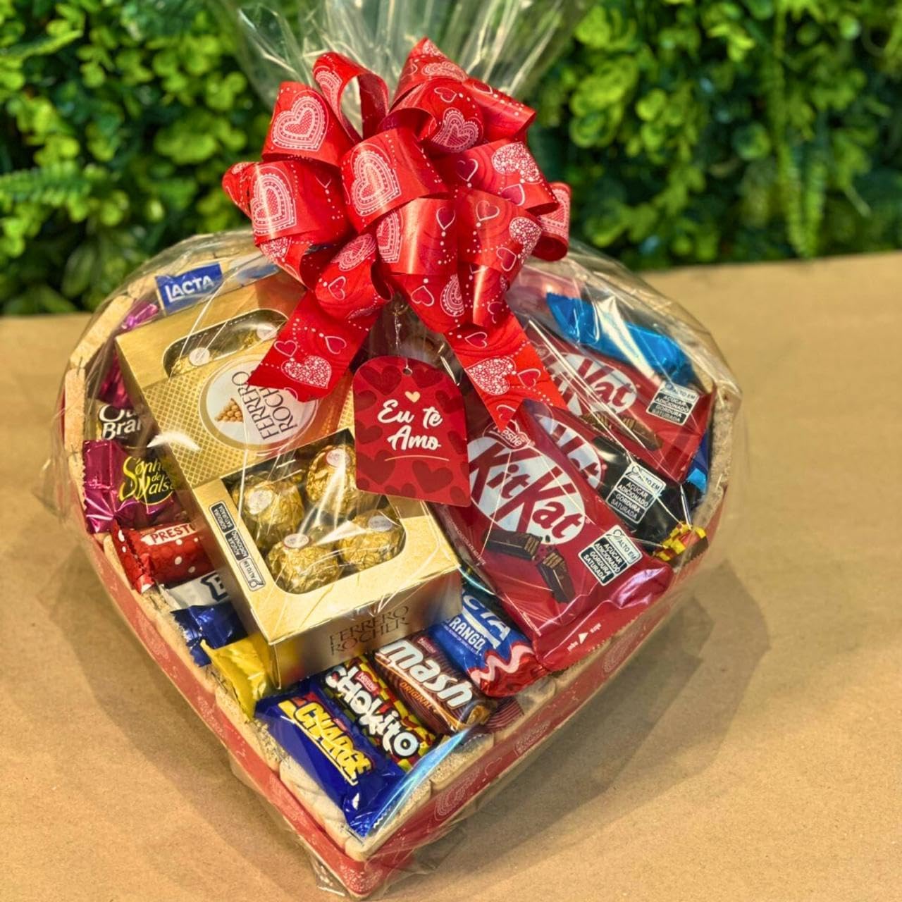 Cesta De Chocolate Em Formato De Coração Com Lindo Laço – Perfeito para Natal, Dia dos Pais, Dia dos Namorados, Presente Corporativo (Tamanho total, Love)