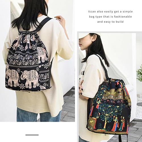 Vista 8 de Mochila deportiva de viaje plegable de gran capacidad con cordón y separación en seco y húmedo, bolsa de gimnasio impermeable con múltiples