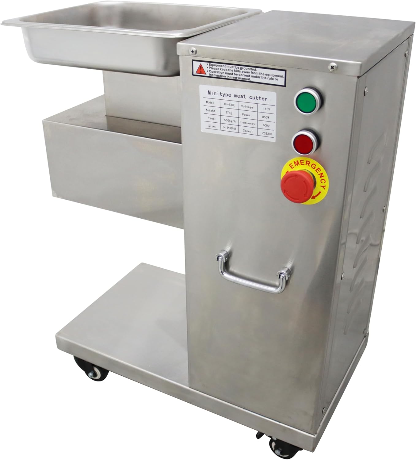TECHTONGDA 8mm Meat Cutter Commercial Electric Slicer Stainless Steel Shredded Diced for Steak Beef Pork Meat 5.7×3inch Feed Inlet