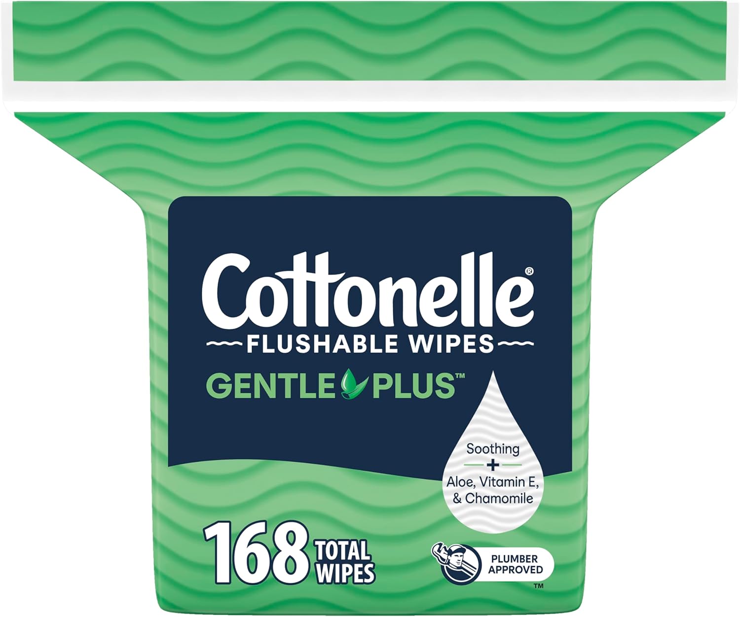 Cottonelle GentlePlus Flushable Wet Wipes with Aloe &amp; Vitamin E, 1 Refill Pack, 168 Wipes Per Pack, Packaging May Vary