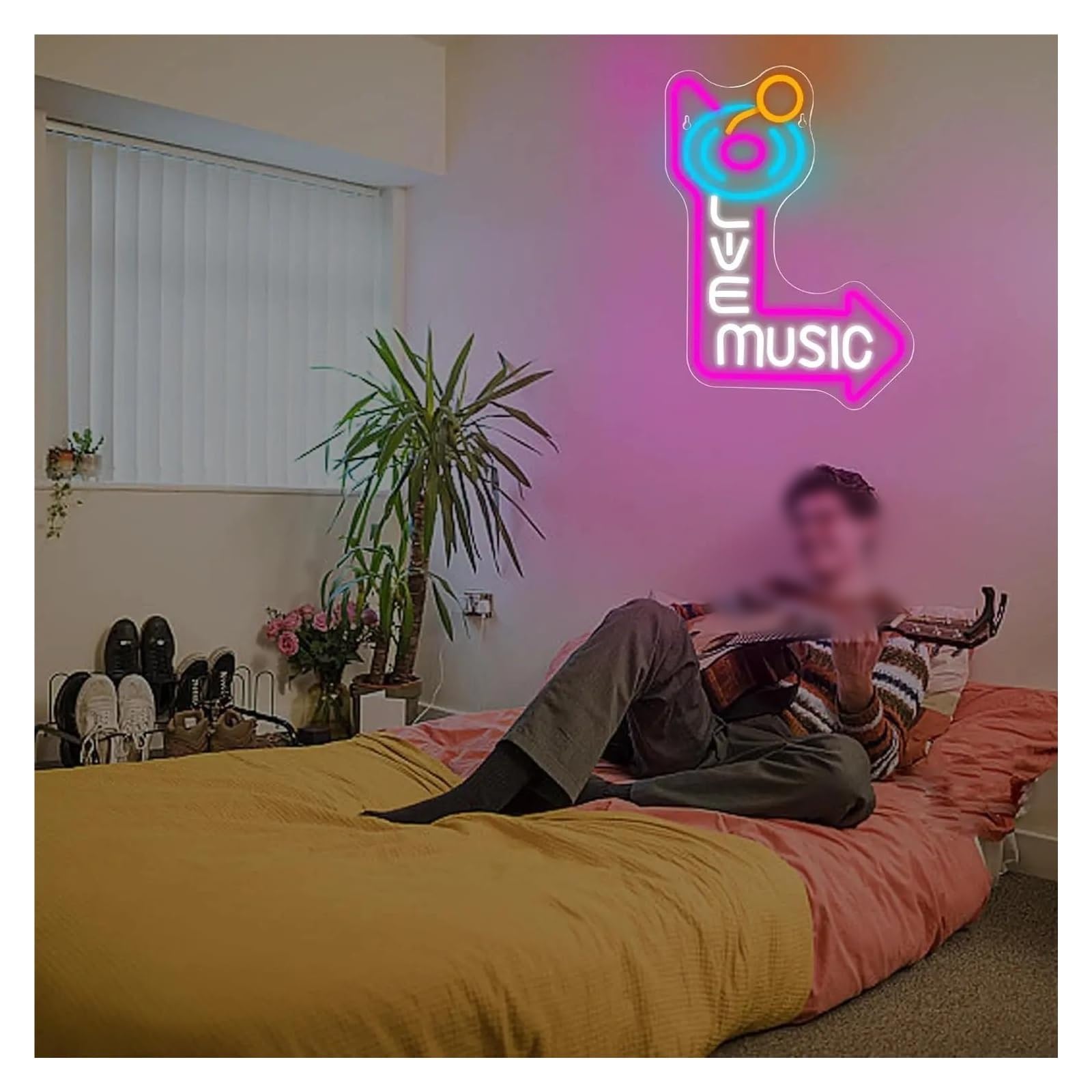 Wiszące neony artystyczne Muzyka Na Żywo Neon Sign LED Record Neon Lights Do Dekoracji Ściennej USB Ściemnialny Do Baru Muzycznego, Stadionu, Klubu Muzycznego Na Żywo, Dekoracji Imprezowych 39x29cm