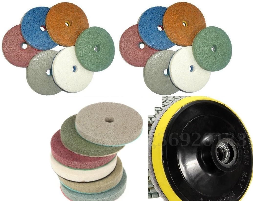 4" 100mm Professional WET Polishing Sponge 16+1 Pad abrasive disc brings mirror like polished effect for granite marble. much better than normal grade wet pad.