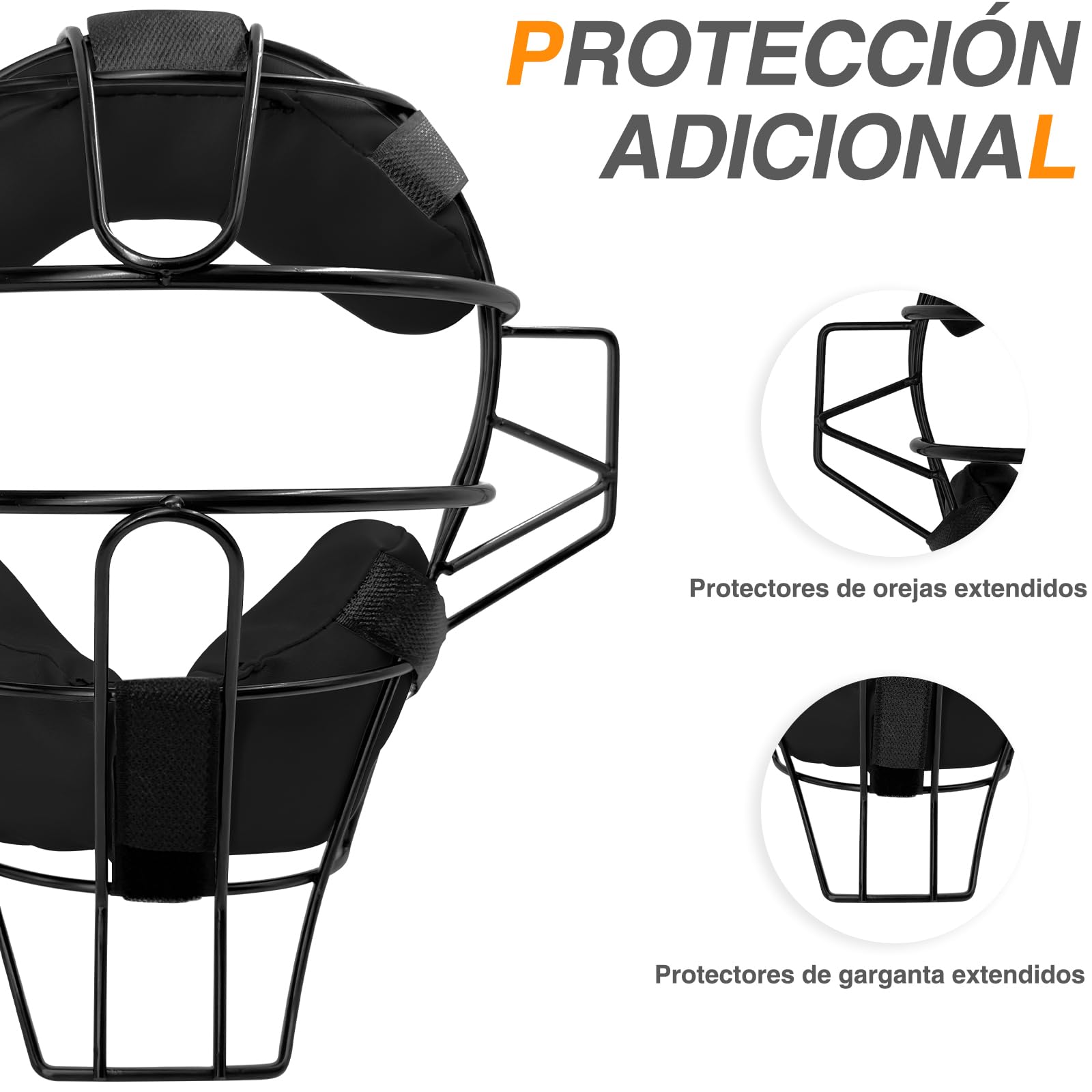 LeapBeast Máscara de Béisbol de Cara Completa, Casco Profesional de Béisbol, Ajuste Seguro Que Proporciona Protección y Comodidad, No Obstruye la Vista, Fácil de Instalar, Negro
