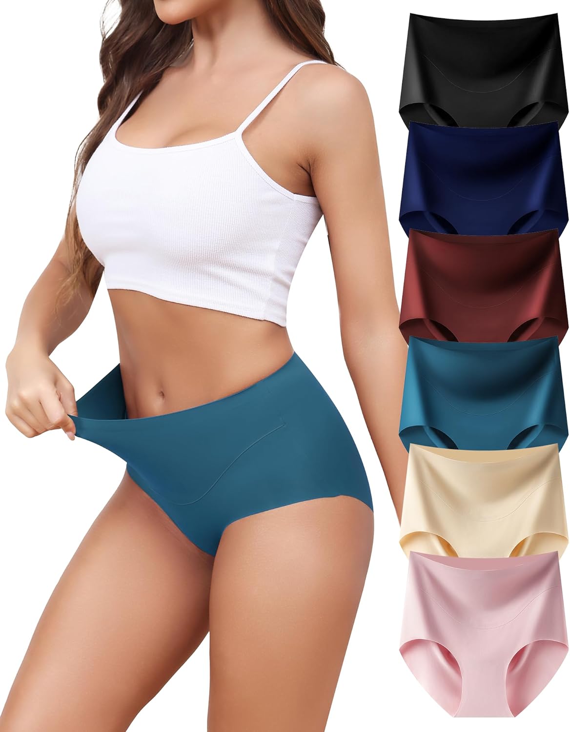 LEVAO Women's High Waist Seamless Underwear - No Show Hipsters Panties with Full Coverage Briefs (6-Pack, Mixed colors)