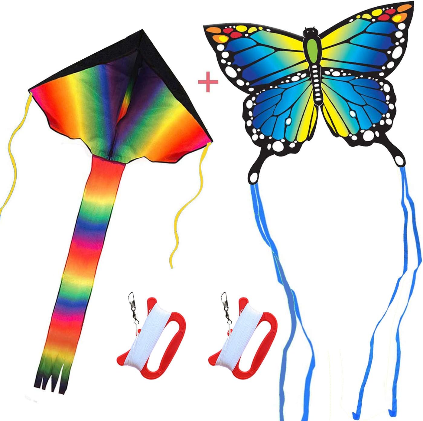 HONBO Rainbow+Butterfly Kite for Kids Easy to Assemble, Launch, Fly