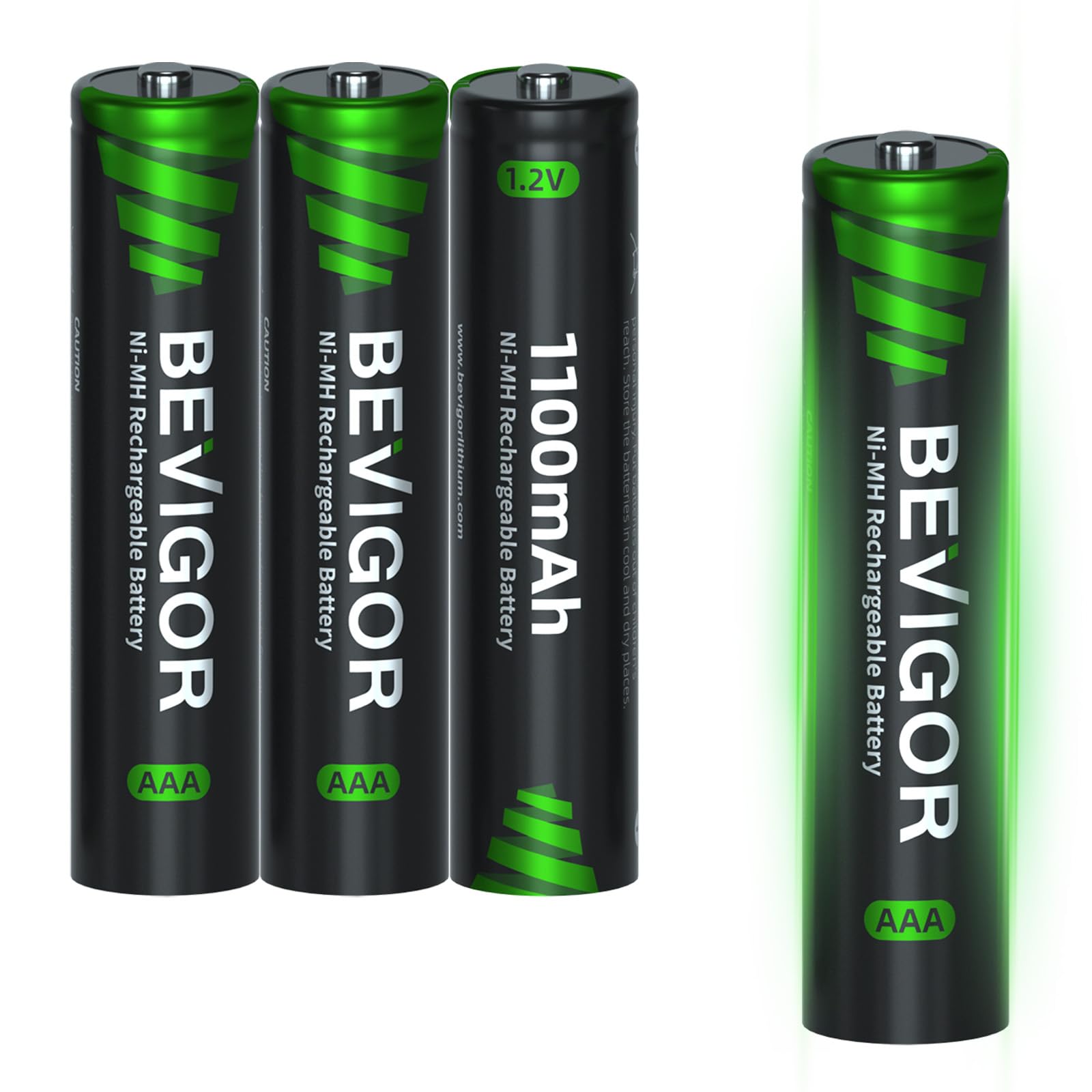 BEVIGOR V Pro Series AAA Rechargeable Battery 6Pack,1.2V NI-MH Low Self-Discharge AAA Batteries,1100 mAh High Capacity