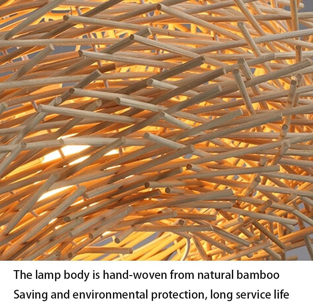 Lampada a Sospensione a Forma di Nido d'uccello, Paralume in Vimini, Stile Boho, lampadario in Vimini Beige, lampadario a Gabbia in Rattan Intrecciato a Mano, lampade da