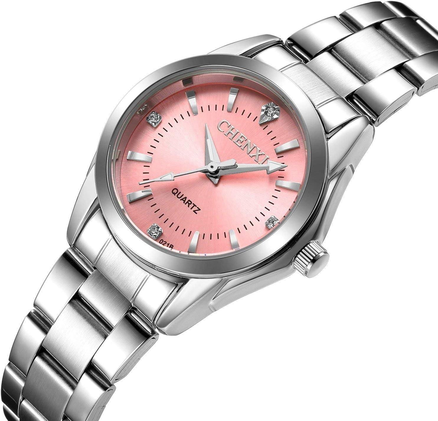MASTOP Women's Classic Fashion Silver Stainless Steel Watches Waterproof Date Luminous Lady Dress Wrist Watch - Image 2