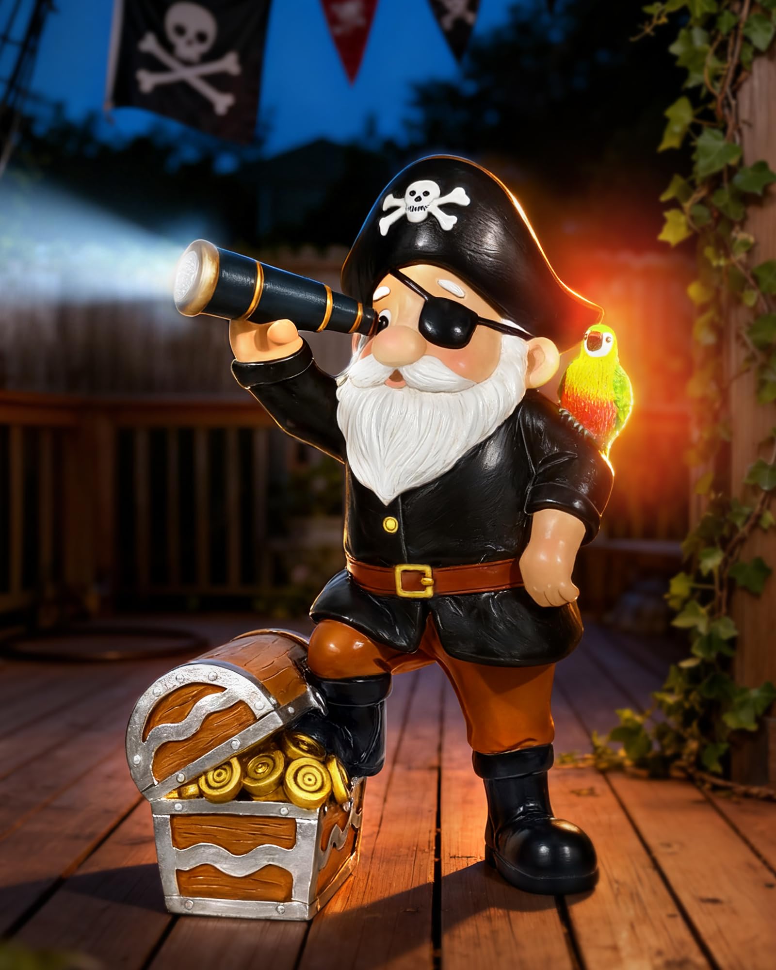 Miggley Pirate Gnome Solar Garden Statue Outdoor Figurine Decor Lights â image 1