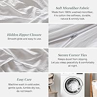 Vista 6 de MILDLY - Juego de funda de edredón supersuave de 3 piezas, 100% microfibra lavada, con cierre de cremallera y lazos en las esquinas, blanco