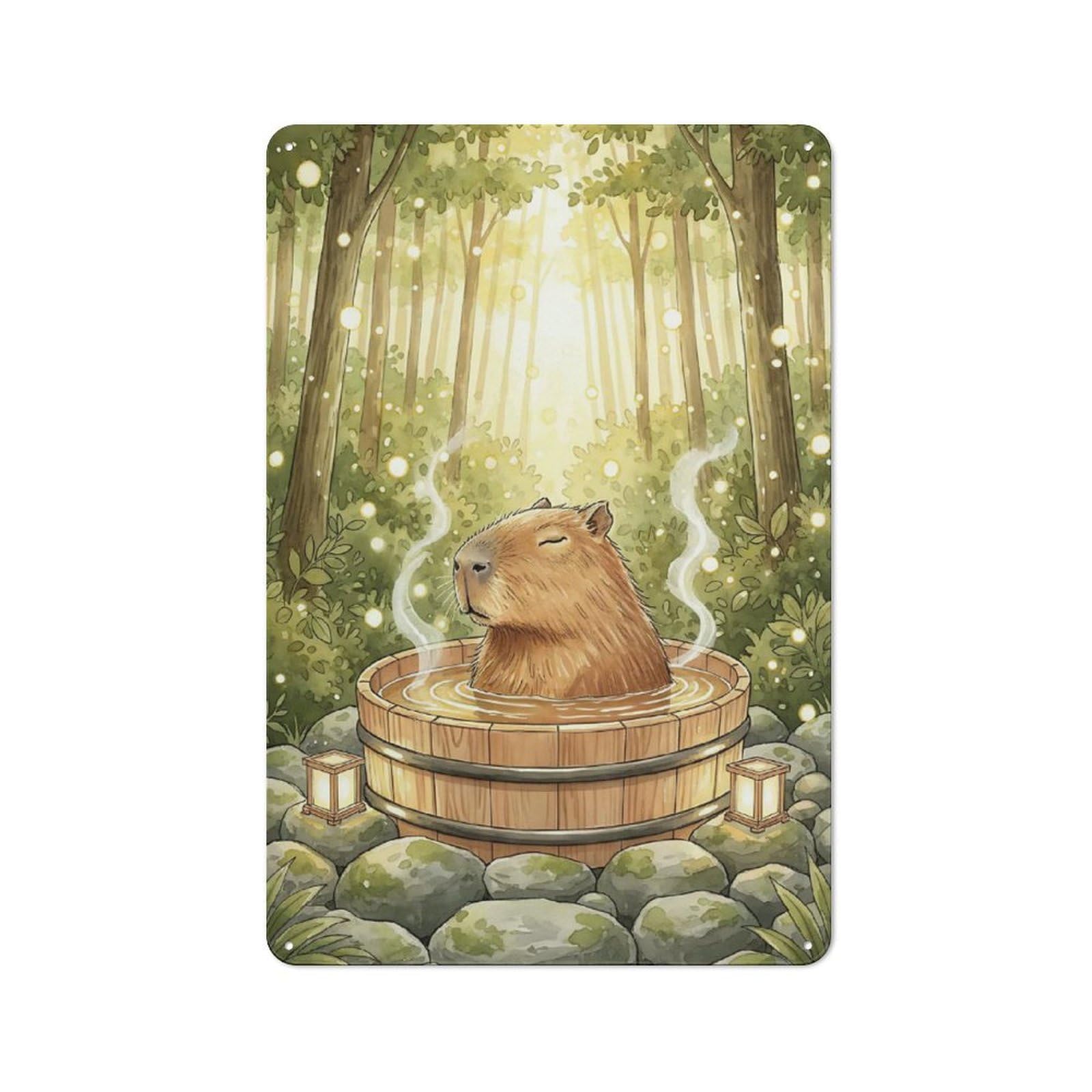 Junmoney Style-10 Capybara Bath Rub Shower Funny Animal Printed Metal Sign 30X20cm For Café Or Home Bar, For Kitchen And Home Bar Decor, For Cafés, Pubs And Restaurants