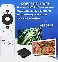 Vista 2 de Replacement Voice Remote Control for Onn Android TV FHD 4K UHD Streaming Stick TV Box 100024646 100026240, with Voice Function, with 4 Shortcut